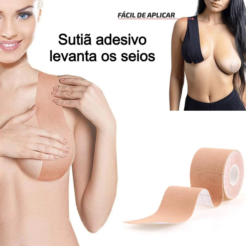 Sutiã Adesivo Fita Boob Up Invisível 3D - Levanta Seios até TAM 50 – Fita Invisível Boob Tape à Prova D’Água e Resistente ao Suor