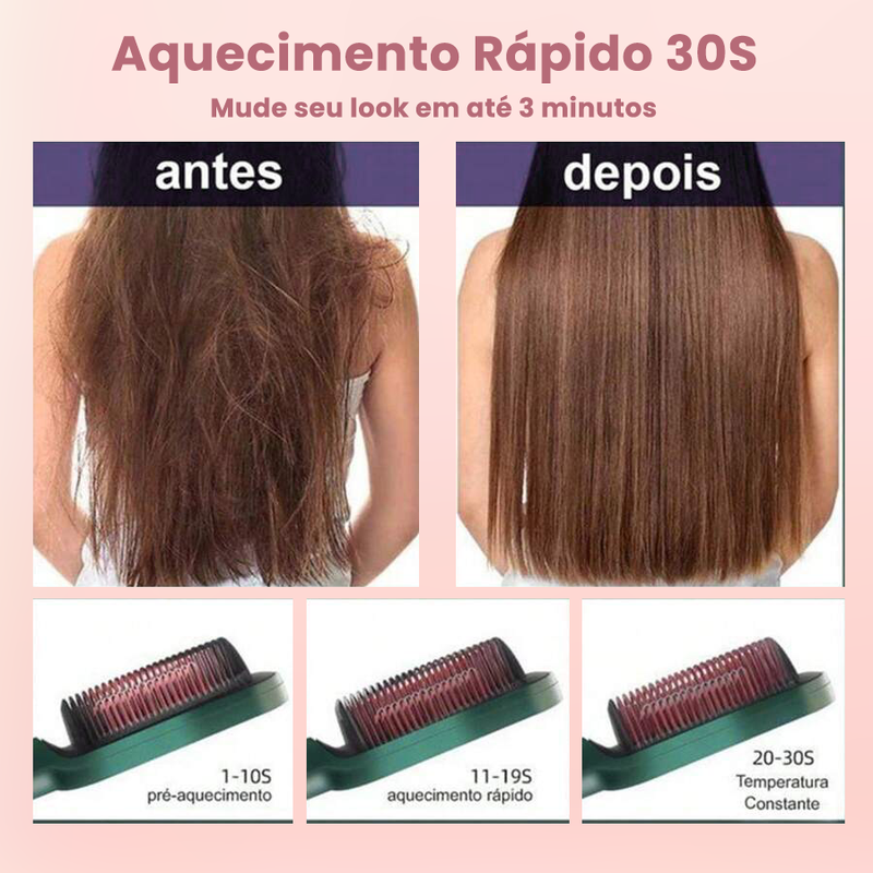 Escova Alisadora HAIR LISS – Modela, Alisa e Define - Cachos e Lisos