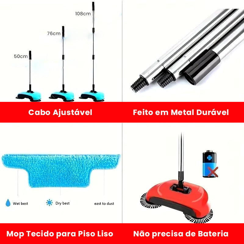 Vassoura Mágica Eficiente 360° Giratória - Limpeza Fácil 3 em 1