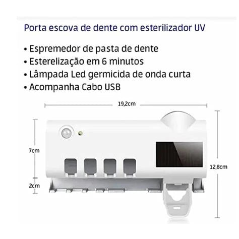 Suporte de Escova e Pasta de Dentes com Esterilizador UV