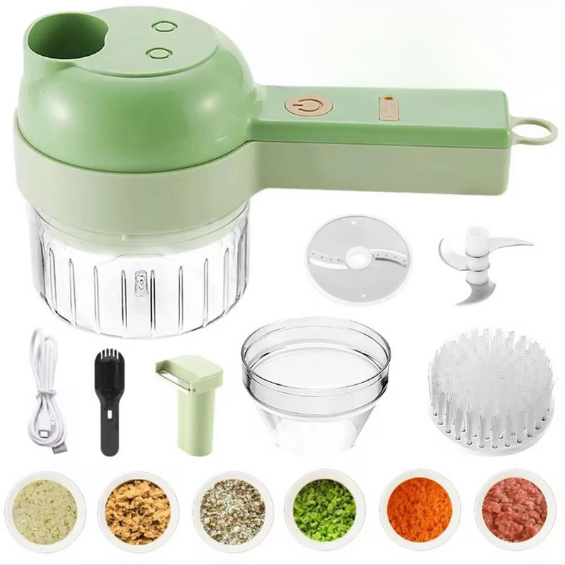 Kit Cortador de Legumes Multifuncional Elétrico para Cozinha Doméstica 250ml Usb Portátil