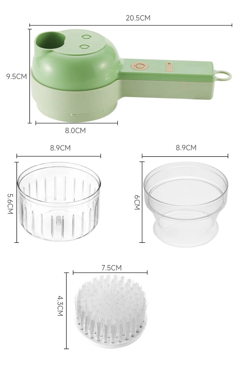 Kit Cortador de Legumes Multifuncional Elétrico para Cozinha Doméstica 250ml Usb Portátil