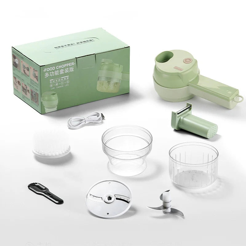 Kit Cortador de Legumes Multifuncional Elétrico para Cozinha Doméstica 250ml Usb Portátil